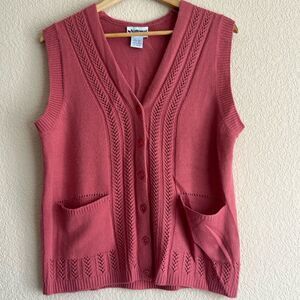 Vintage Pink Cable Knit Sweater Vest Medium